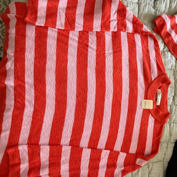 Free People Vibrant Red and Pink Knit Sweater - Picture 2 of 5